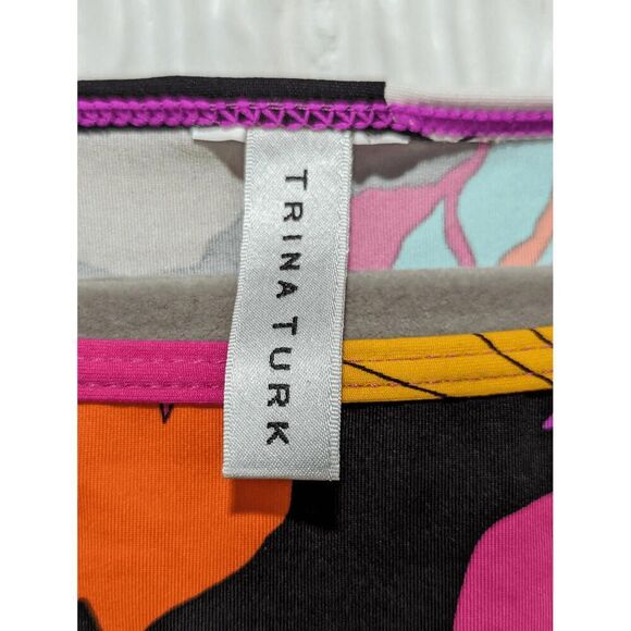 Trina Turk Women Multi Floral Gemini Draped-Sleeve Tunic Swimsuit Cover-Up Small - Picture 2 of 5